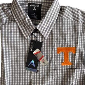 Antigua Tennessee Vols Men’s M Button Down Shirt Gray Check NWT